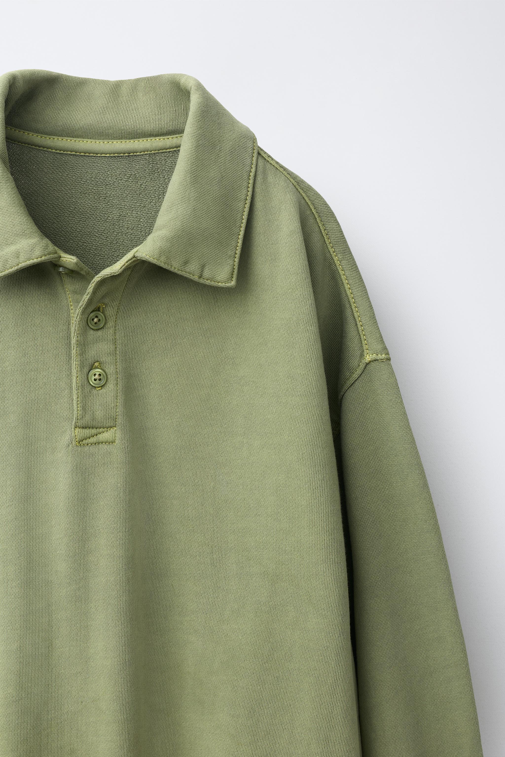 GARMENT-DYED POLO SWEATSHIRT AND JOGGER SET
